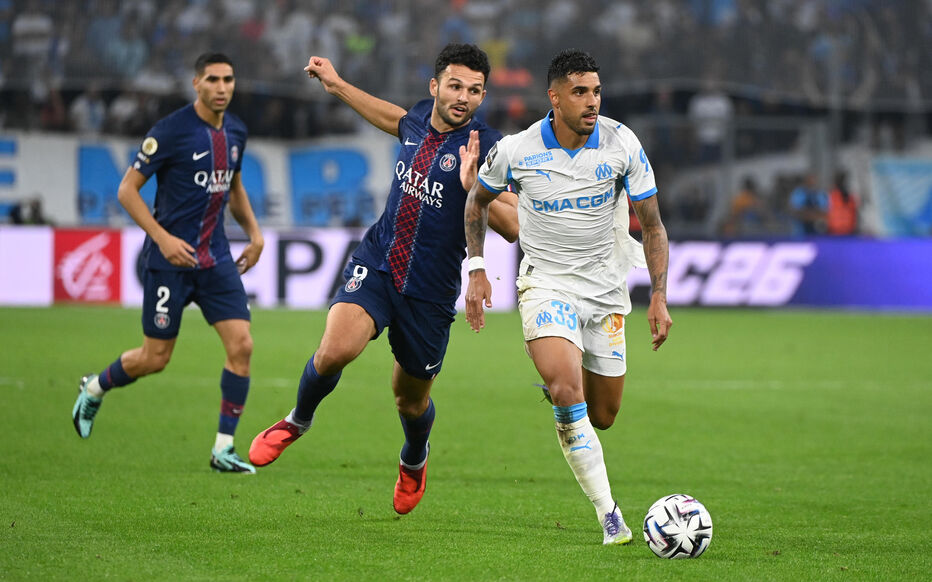 Gonçalo Ramos à la poursuite d'Emerson lors d'OM – PSG au Vélodrome